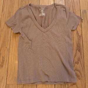 Juniors No Boundaries Mauve Deep Vneck Short Sleeve Shirt Size Medium 7-9